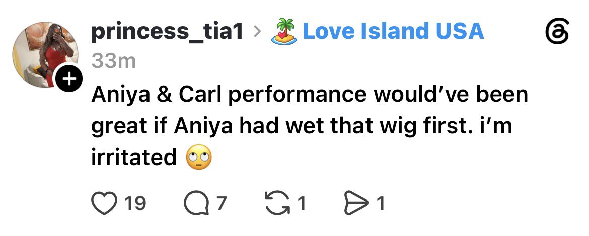justtfiddy's tweet photo. wtf y’all are so weird abt aniya #loveislandusa https://t.co/ARUrbousb2