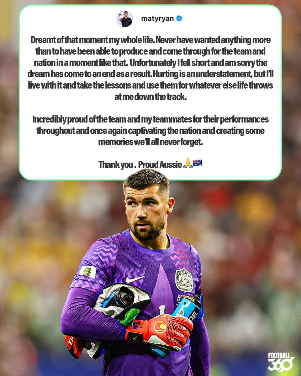 football360au's tweet photo. All class, Mat Ryan 🇦🇺❤️👏 An honourable World Cup sign-off from the Socceroos captain. https://t.co/8ZS8YU4qx3