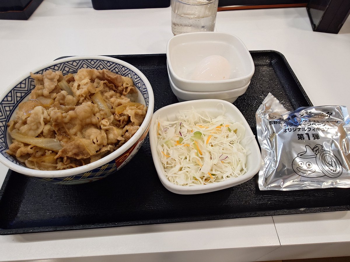 hiroto_0316's tweet photo. 今日の朝ご飯？
吉野家のドラクエウォークセット
10時と同時に
ドラクエウォークやってなさそうなのが
いっぱい現れた(笑)
現役でやってそうなのボクだけなカンジ。
フィギュア転売するんかなぁ？
人を見かけで判断するのよくないけど
絶対個人使用せんやろって人種だらけ。。。 https://t.co/Eh6o5m6ETN