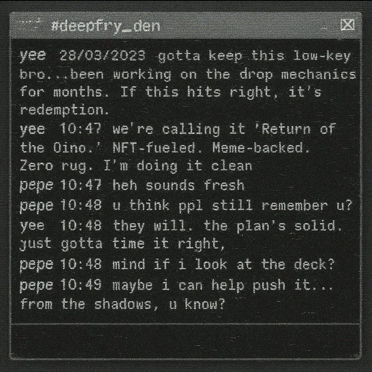 cyberking420's tweet photo. @AltcoinDaily Yea. Its the return of the dino.

$Yee is by far the best narrative since $Pepe Return to mainnet. The prophecy was made before crypto was even a thing. 

Just think about it.

YEE NEVA LOSE 🦖
@YeeErc20 https://t.co/n3Uj4viNKu