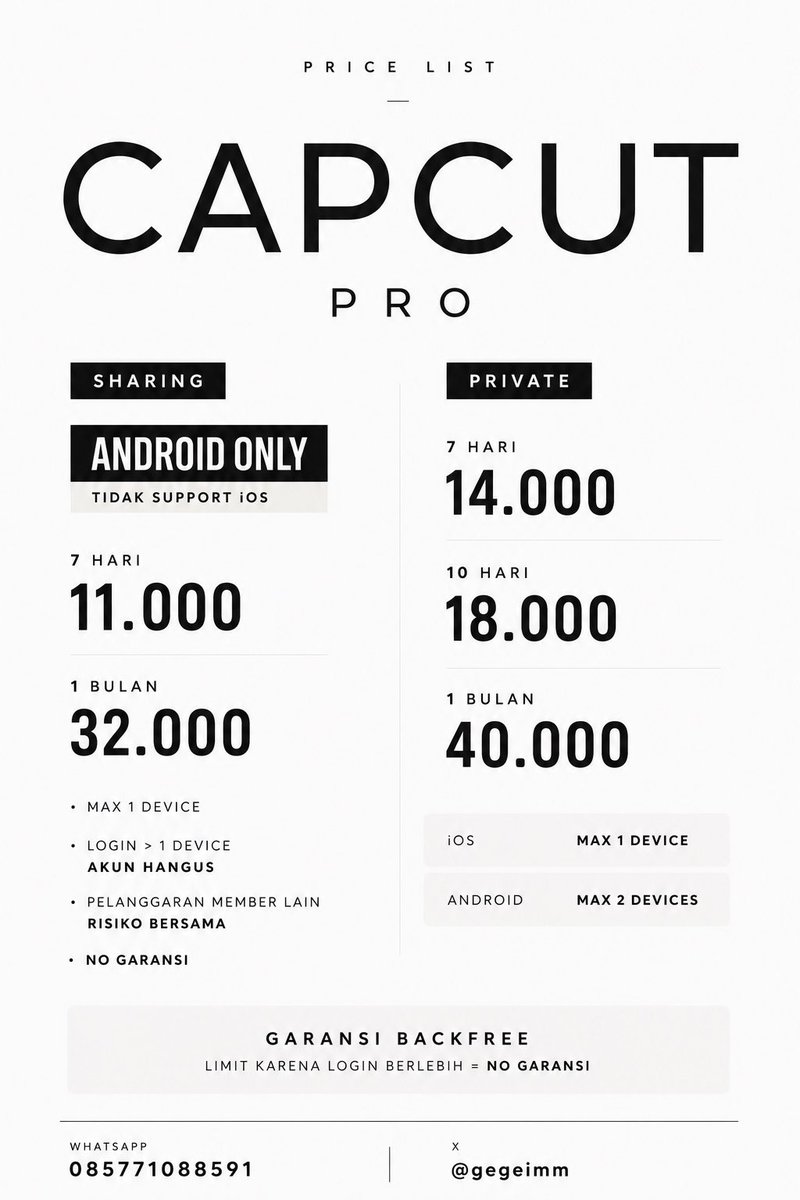 kevvnsh's tweet photo. haloo semuanya!

aku jual capcut premium pro include standard murah banget nii

CAPCUT PRO https://t.co/sDRYbM3tXF 

:: 📞 order ke whatsapp: https://t.co/WCSnc1EvQ9 https://t.co/aNkaozHC5o