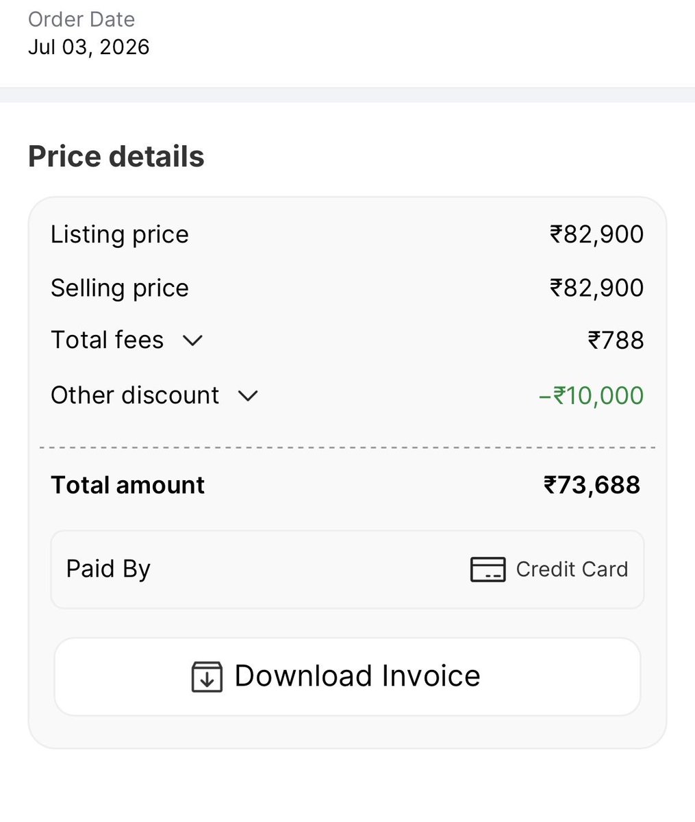 longtermer24's tweet photo. @techiboy96 I got wide Flipkart mins in 10mins hope I will receive Flipkart axis cashback post statement generation too that brings down to 69800 https://t.co/XPv6pcKRMh