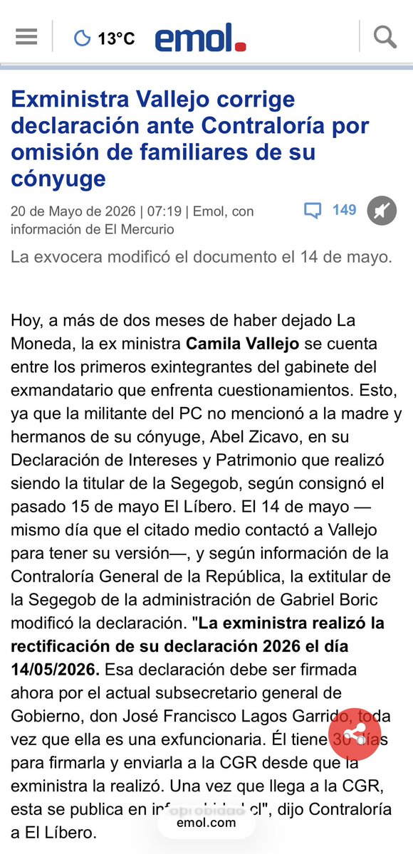 kparraq1977's tweet photo. @Juan_SantanaC Ok, aclaremos que no son empresas directamente a nombre del ministro son de la esposa con la familia de ella, ahora está bien su rol fiscalizador pero se le pasó un caso en el gobierno pasado de las mismas características https://t.co/kdJS08Aepn
