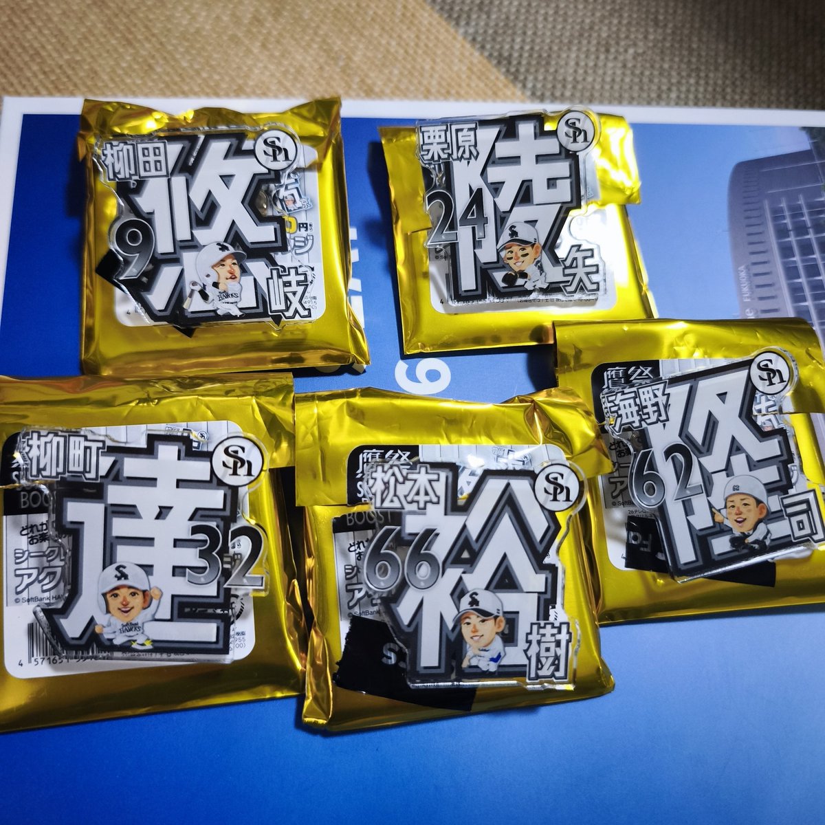 issy571208's tweet photo. 鷹祭summerboostグッズ交換 
テレＱアクリルネームバッジ

 【譲】9柳田　24栗原　32柳町　62海野　66松本
【求】19大津 

鷹祭期間中はずっと現地おります🏟️
お気軽にコメントお願いします

#若鷹ガチャ https://t.co/fnf0R95jTP