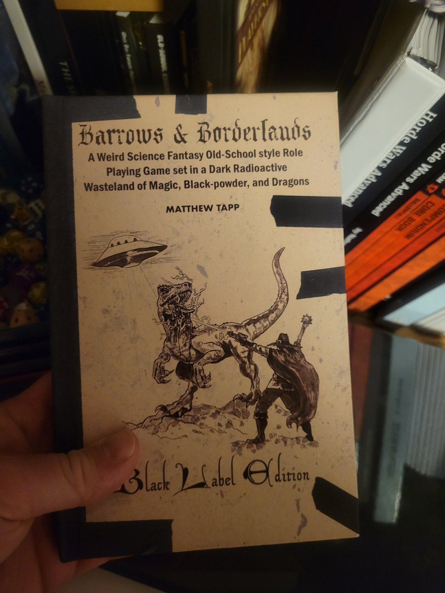 OffByAMile's tweet photo. I spent half an hour looking for this in 3 different rooms and it was on my rpg book shelf hidden between my ACKs player companion and a binder with a bunch of charcter sheets for different games, a shelf i checked multiple times lol. https://t.co/TFdBoxdipR