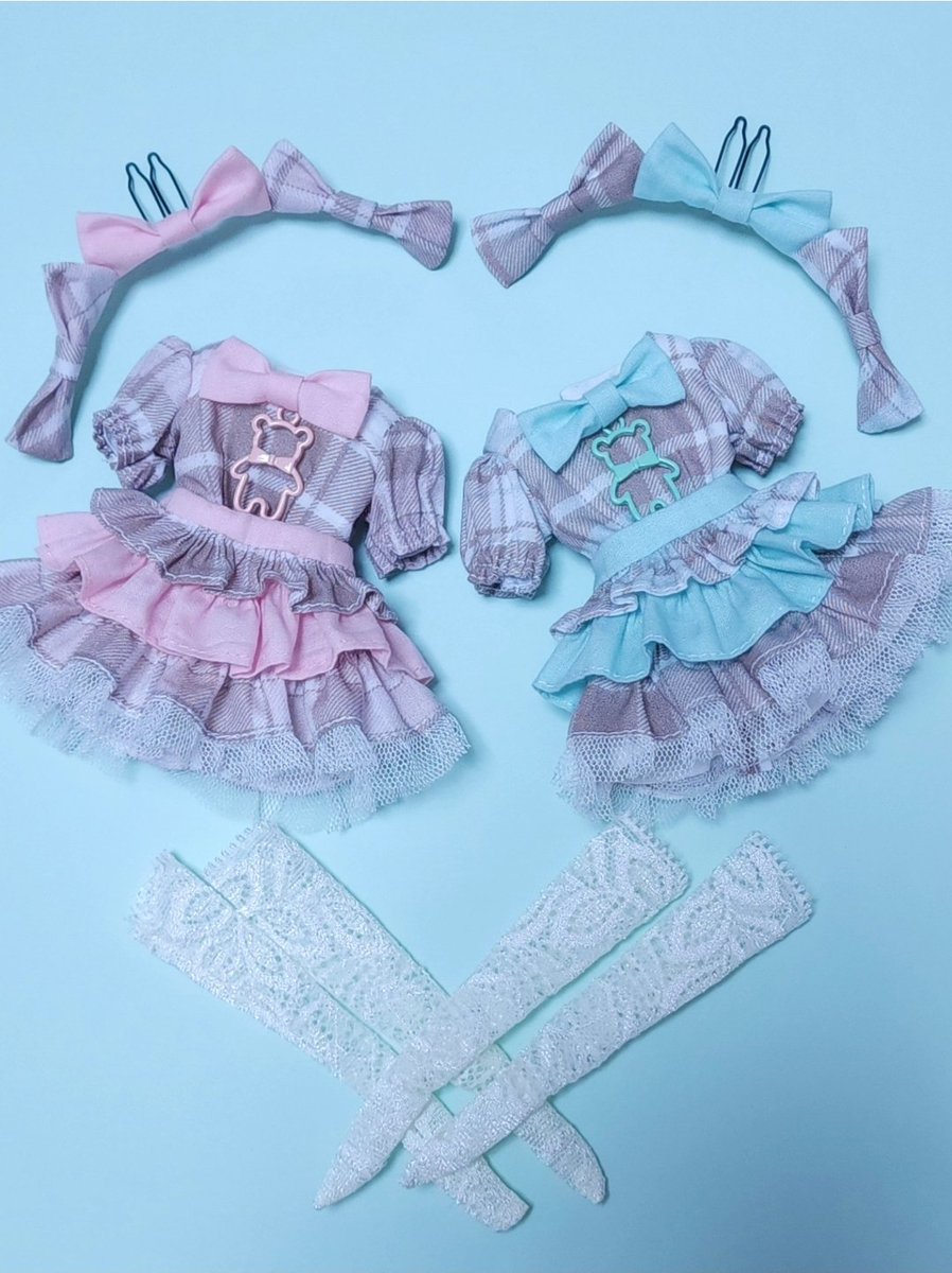 ari_aromantic's tweet photo. ラブリーチェックセット
ハルモニアさんサイズも作ってみようかなぁ🧸 https://t.co/cGzUDeHm5k