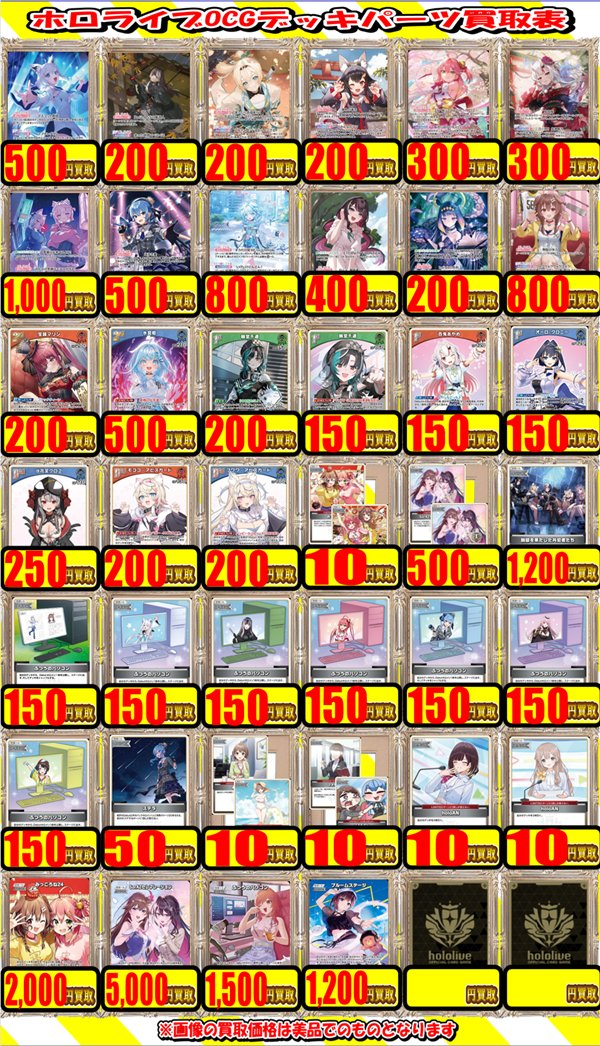 ホロライブOCG 買取情報】 ホロカSY/デッキパーツ買取表になります‼ お