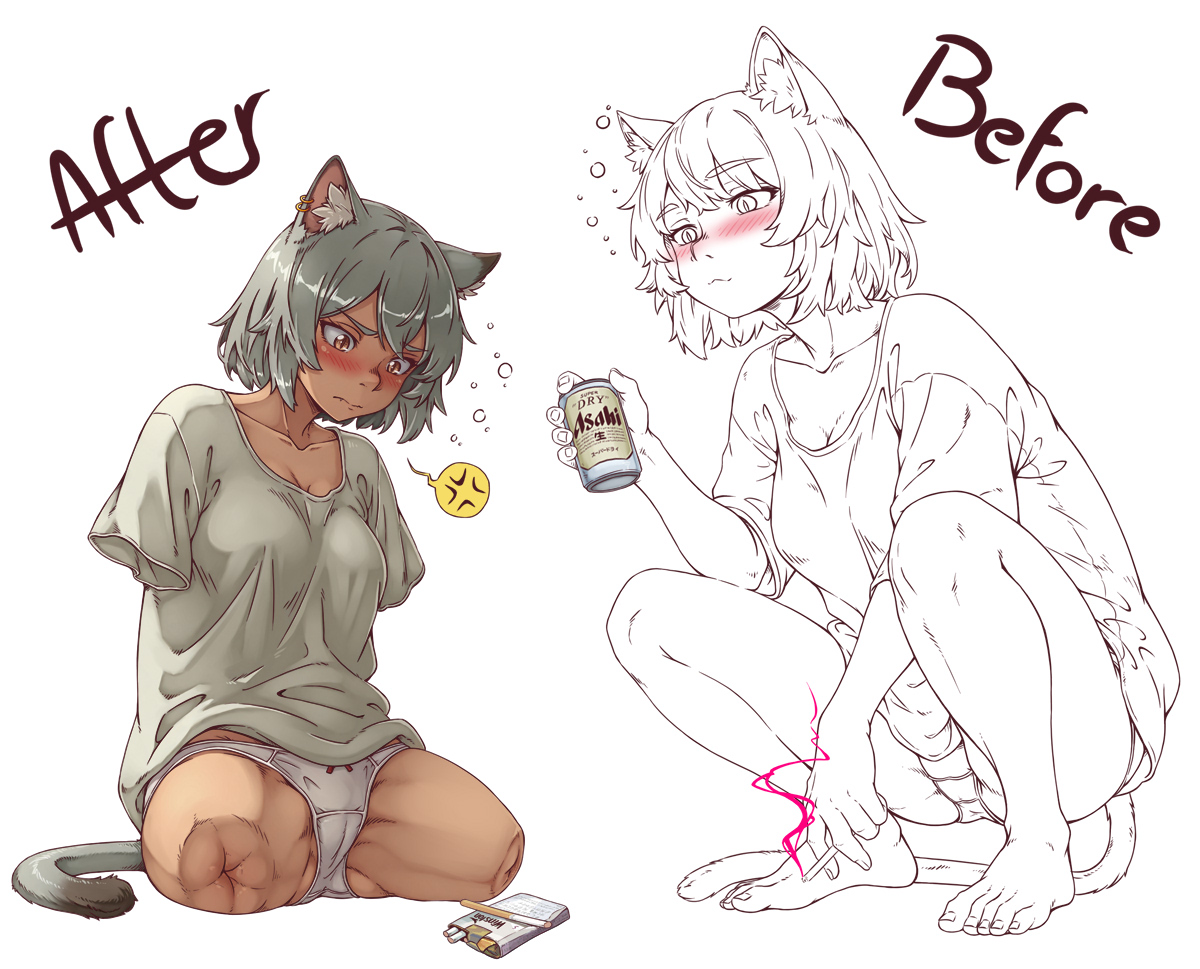KameKoubou's tweet photo. YaniNeko is a litteral failure: no job, no money, addicted to nicotine, etc...  I do have a soft spot for those losers ^^
Anyway, working on this pic, I imagine she loses her limbs: infection? stupid accident? maybe just selling them for cigarettes? hahahaha #yanineko #limbless https://t.co/phVPSjbewt