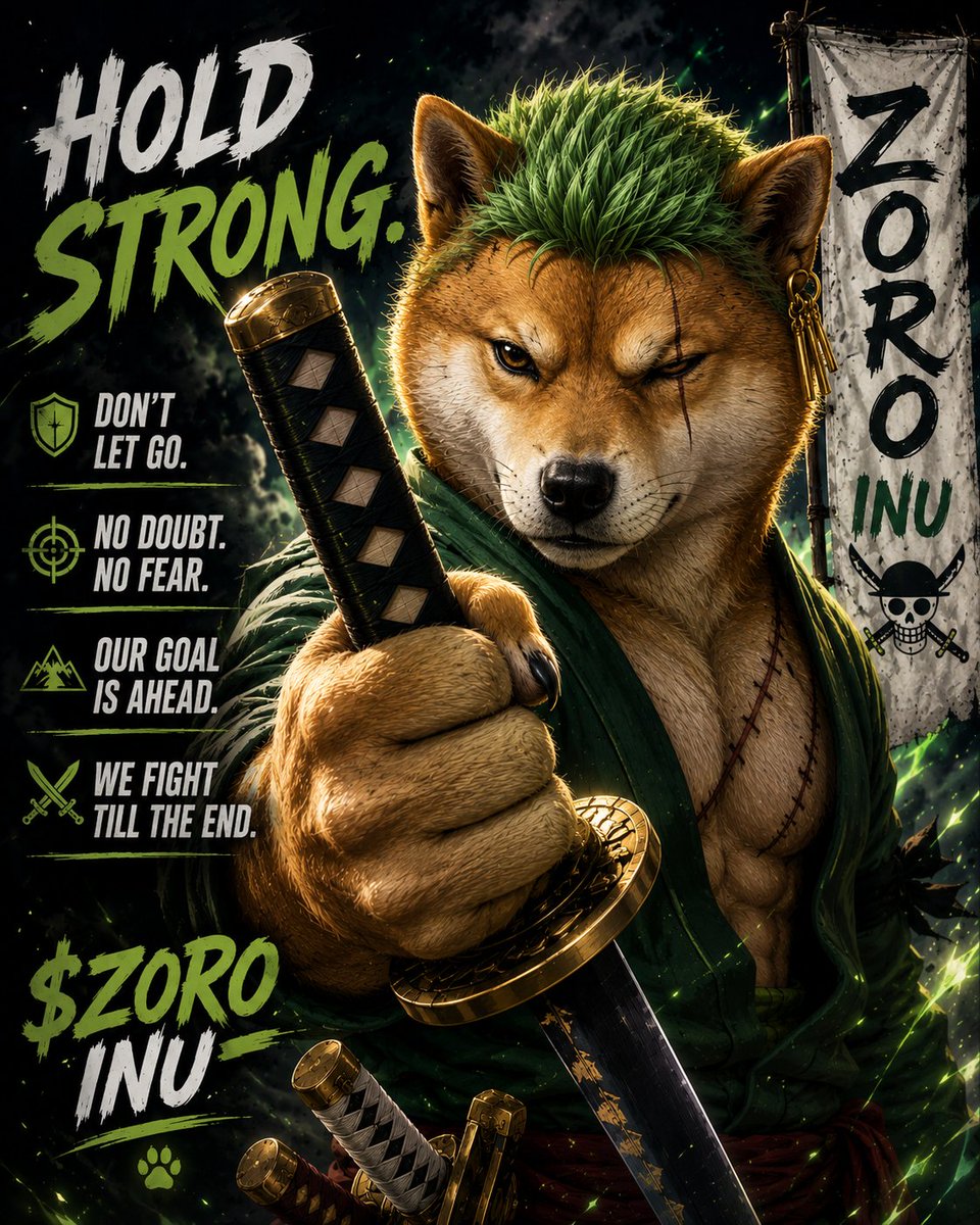 Zoro_Inu's tweet photo. Hold Strong 
No fear, No doubt.
We Fight till the end.

$ZORI Inu 🔥 https://t.co/QSGUP5V52c