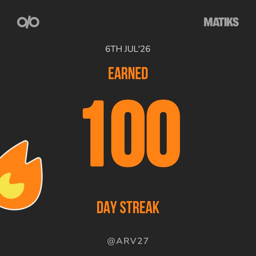 Arvind_OS's tweet photo. Hey ! Friends today i completed my 100 days streak on @matiks_play .
@cortisoul_ @themohment https://t.co/jHy75t8bAF