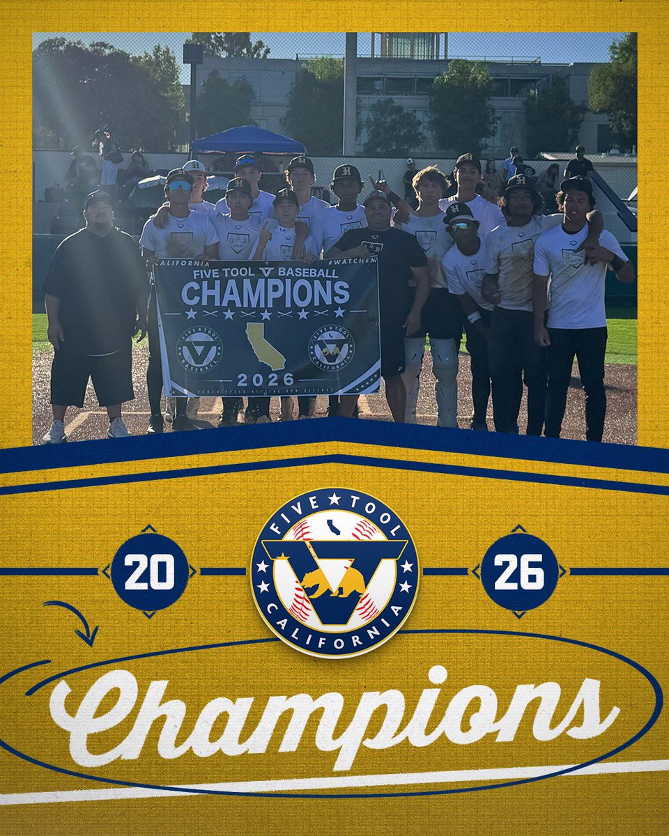 FiveToolCA's tweet photo. 🏆CHAMPIONS🏆

Congrats to @BestSpeedAllday 2028 Mendonsa on winning the 17U Division of the @FiveTool California Independence Day Showdown

#WatchEm https://t.co/INhcS2XVHq