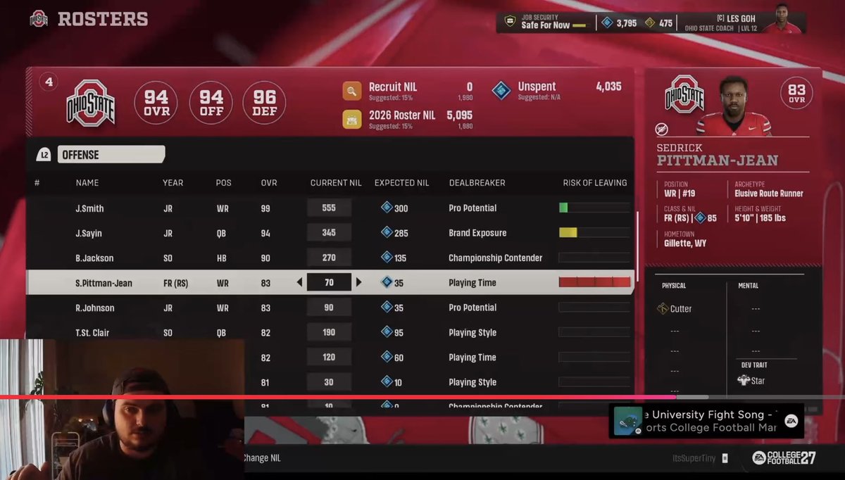 Poodle_YT's tweet photo. In case you haven’t heard already, there’s a pretty bad NIL issue right now. If you use the “contract specialist” support staff which reduces NIL expectations you may encounter this issue.

So basically, this support staff will reduce the NIL expectation baseline for a recruit. This applies to the “players leaving” where you can offer extra NIL to increase a players interest and get them to stay. So this package reduces NIL expectation, but for recruits with lower baselines already like 30-70, you will find that this will reduce their baseline too low and it causes an issue. So let’s say a player is in that range and you have gold or platinum “contract specialist” this will reduce them super low and you will see players with basically no interest in leaving, but you will be giving them way more NIL than they want, and if you touch this in any direction up or down, the player will go to max red “risk of leaving” and you can’t undo it. This is a major oversight and can cost you key players who otherwise would have stayed easily. It’s even worse because you likely would have spent 1000 plus dynasty points on this package and it essentially would have hurt you.

The https://t.co/cXo7X9aLxG discord is huge stuff like this. It was shared right away, and prevented members from making this mistake. 
Code “CFB27”

Credit saturdaystudiosllc