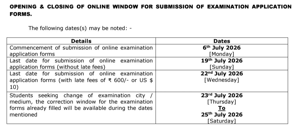 ptalreja8's tweet photo. CA Exam's November 2026 Important Announcement
Opening & Closing of Exam Forms.
#caresults #icairesults #castudents #cafinal #cainter #ca #icai #caexams #icaiexams #caresult #icairesult #cafoundation https://t.co/Ljt4QND4pu