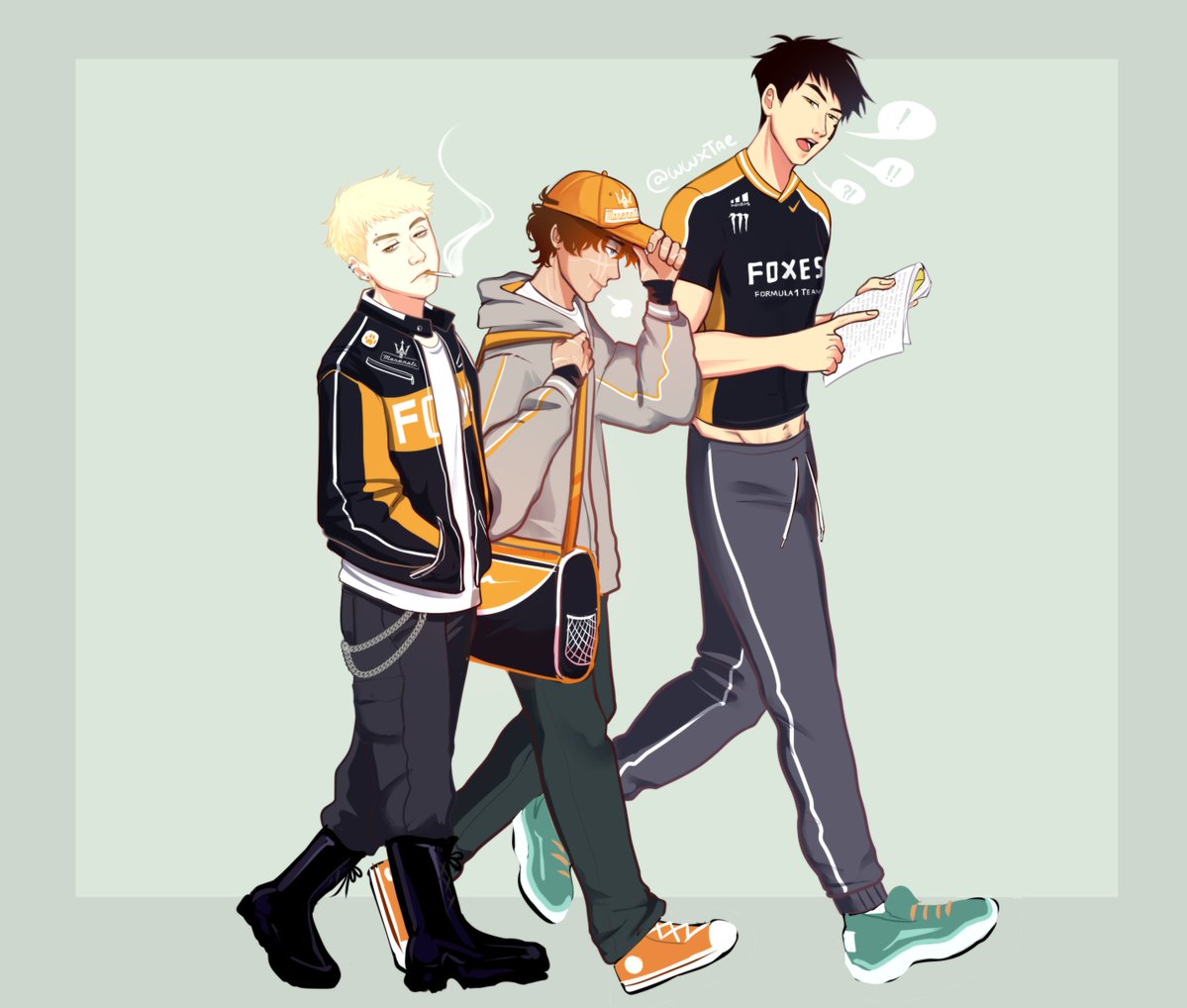 wwxtae's tweet photo. 🏁Formula1 team AU 

boys at break

#kandreil (giveaway art prize!) https://t.co/1aDTlwseDs