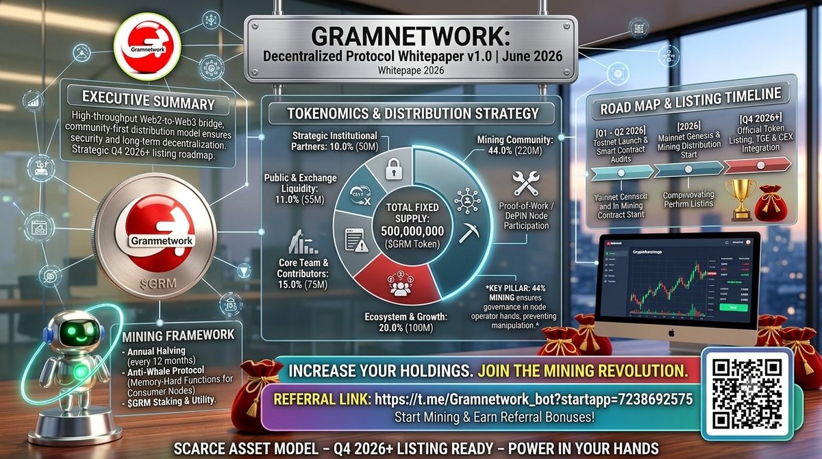 BellamdoddiP's tweet photo. Join the mining revolution with GramNetwork! 🛠️
​Fixed Supply: 500M $GRM
​Community-First: 44% dedicated to node rewards
​Listing: Q4 2026+
​Invite friends, grow the network, and multiply your rewards! 👇
https://t.co/OF6VkDnr6F
​#GramNetwork #Crypto https://t.co/pZ0GisYGW6