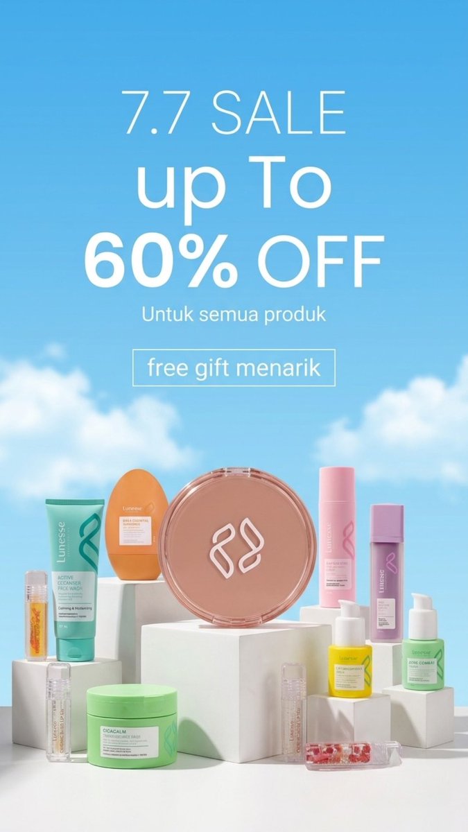 lunesse_'s tweet photo. stop, jangan scroll🚫‼️
Minesse mau kasih info 7.7 sale besok, banyak diskon dan gift menarik 
✨ Minimal pembelian 2 produk free Decran 
✨ Minimal pembelian 3 produk free crybaby
✨ buy 1 get 2 , beli Cushion free eyelash
✨Diskon all product up to 60% 
https://t.co/0VKWhpSMem https://t.co/CU1UZdkmmU