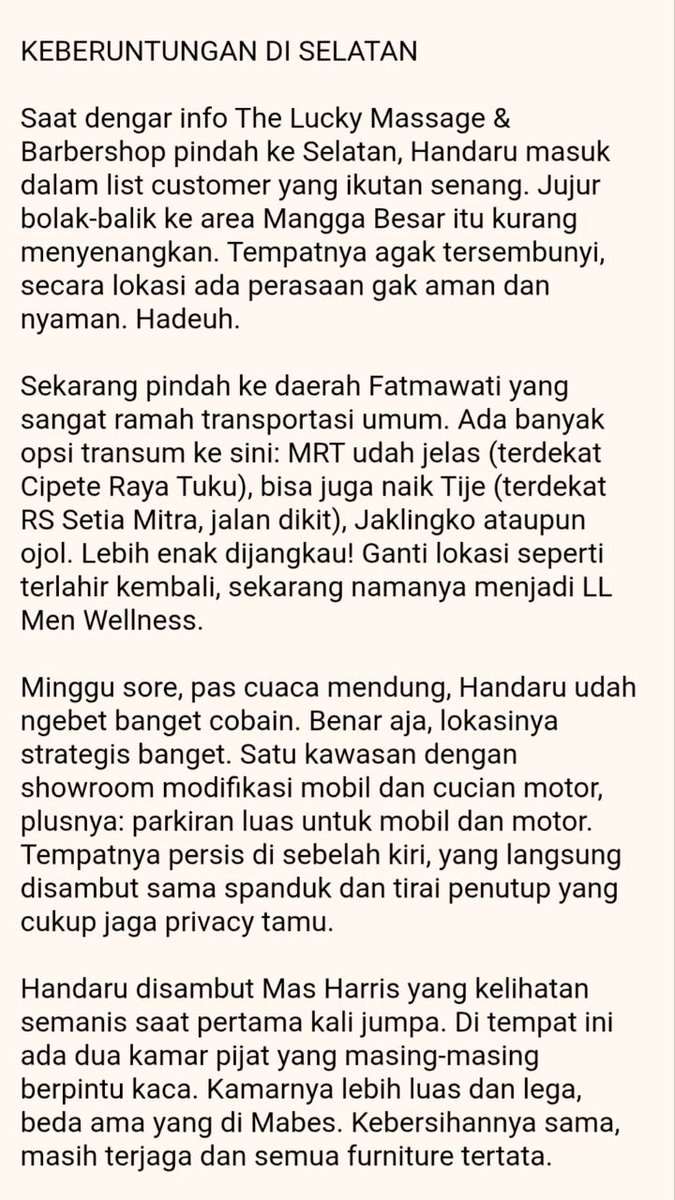 adahandaru's tweet photo. #REVIEWHANDARU 35. "Keberuntungan di Selatan" | TS: Harris LL Men Wellness Fatmawati | Rating: ⭐⭐⭐⭐ https://t.co/g6GzPQIBFP