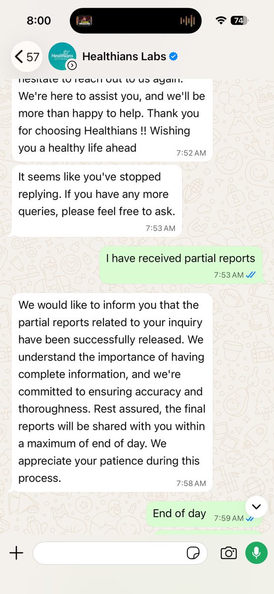 ashishmalik_007's tweet photo. @healthians @healthians Initially it was 4-5hrs now it becomes end of the day. Seriously, Being in health industry you need to understand the criticalness of the issues. #defaultinservices #Failure https://t.co/OuieHoi5ib