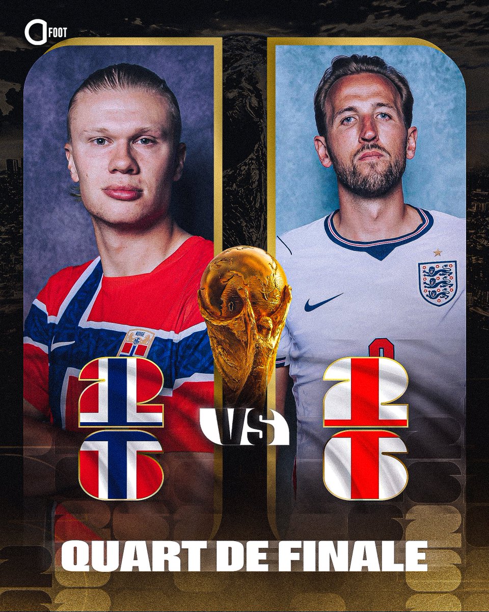 ActuFoot_'s tweet photo. 🚨 OFFICIEL ! QUART DE FINALE DE LA COUPE DU MONDE 🌎 : 

NORVÈGE 🇳🇴 ⚡️ 🏴󠁧󠁢󠁥󠁮󠁧󠁿 ANGLETERRE https://t.co/qz8KlDD4k8