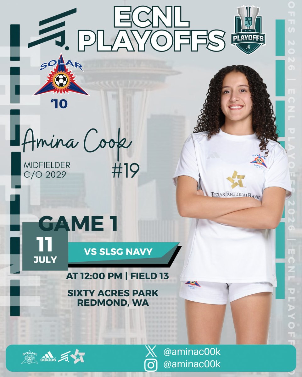 AminaC00k's tweet photo. 📍 Seattle bound…
@ECNLgirls Playoffs here we come. Let’s go Solar!
@Solar10ECNL @SolarSoccerClub @PrepSoccer @TopDrawerSoccer @ImYouthSoccer @TheSoccerWire https://t.co/B5JT6OPiGR