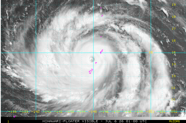 jayhobgood's tweet photo. Typhoon Bavi is battering the Marianas; max wind speed 175 mph (280 km/h); moving toward west-northwest at 13 mph (21 km/h); HII=40.4, HSI=26.8, HWISI=67.2; similar in intensity to Hurricane Maria when Maria was at it max intensity in 2017, but larger than Maria was. https://t.co/d5cYiCNdhN