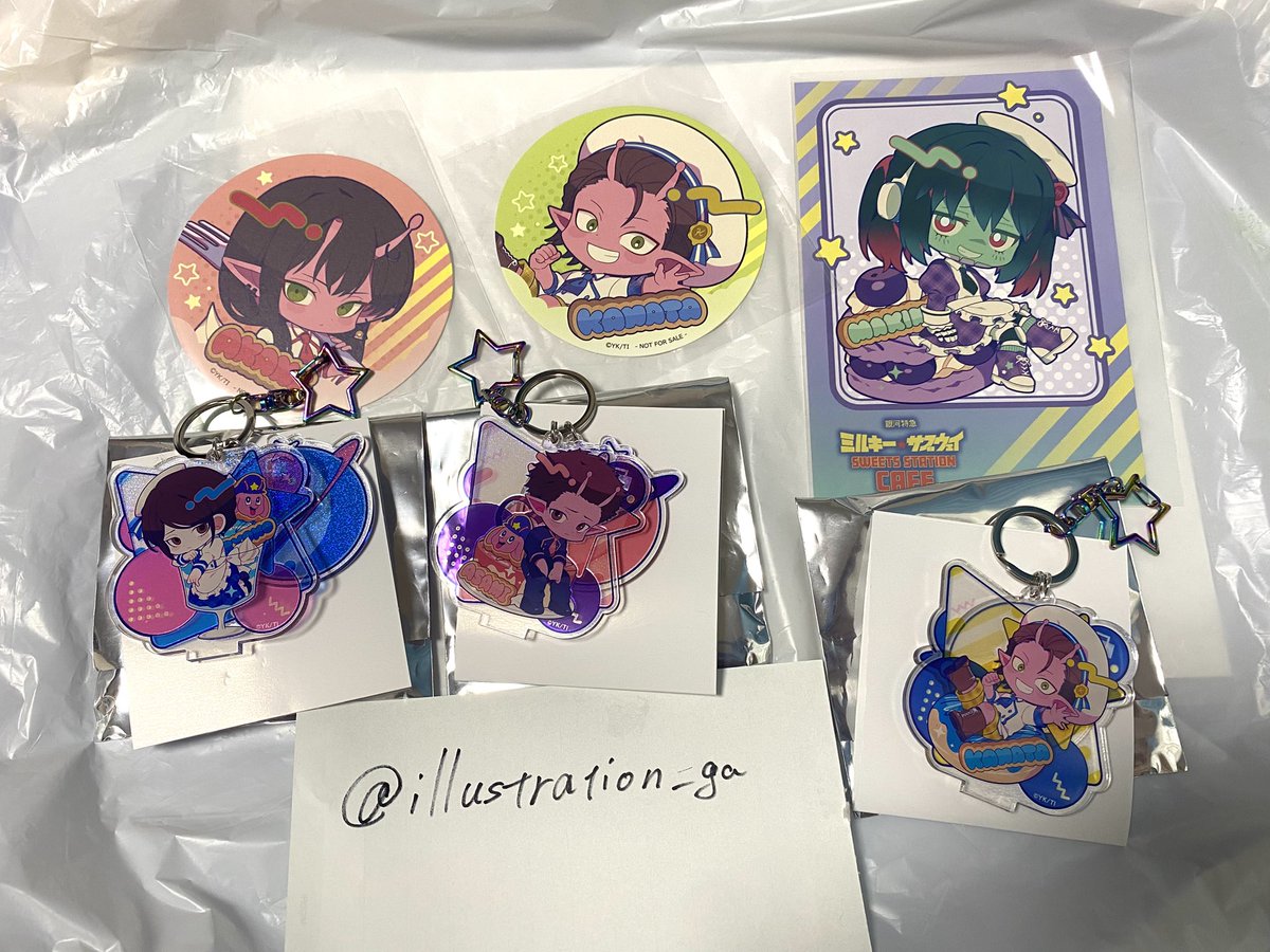 illustration_ga's tweet photo. ミルキーサブウェイ 銀河特急ミルキー☆サブウェイ ミルサブ スイパラ スイーツパラダイス 特典 交換 買取

【譲】画像　マキナ　アカネ　カナタ　リョーコ　アサミ

【求】アクキーマックス>同種マックス、カート>>>>定価＋送料

郵送、または新宿周辺での手渡し可
お気軽にお声掛けください https://t.co/Omcni7w4kE
