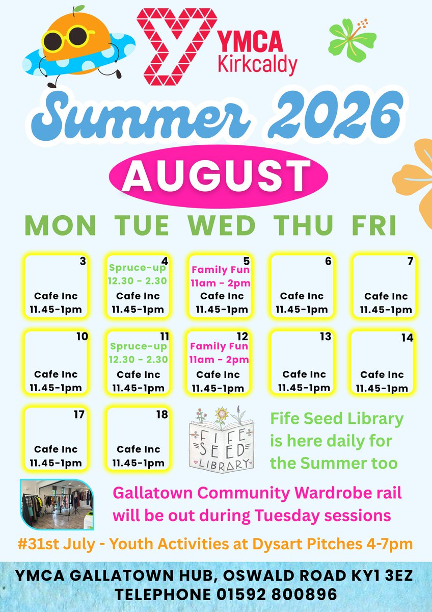 ViewforthHS's tweet photo. YMCA Kirkcaldy are offering free activities and food during the Summer Holidays☀️ https://t.co/VcHGujWQux