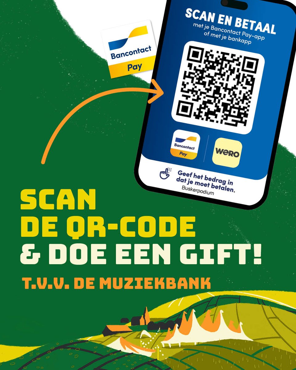 DranouterFest's tweet photo. Deze 15 namen busken op het Buskerpodium t.v.v. De Muziekbank, een sociaal project van Streekfonds West-Vlaanderen. Scan de QR-code en je steunt rechtstreeks De Muziekbank. https://t.co/fanf6WdoFP
