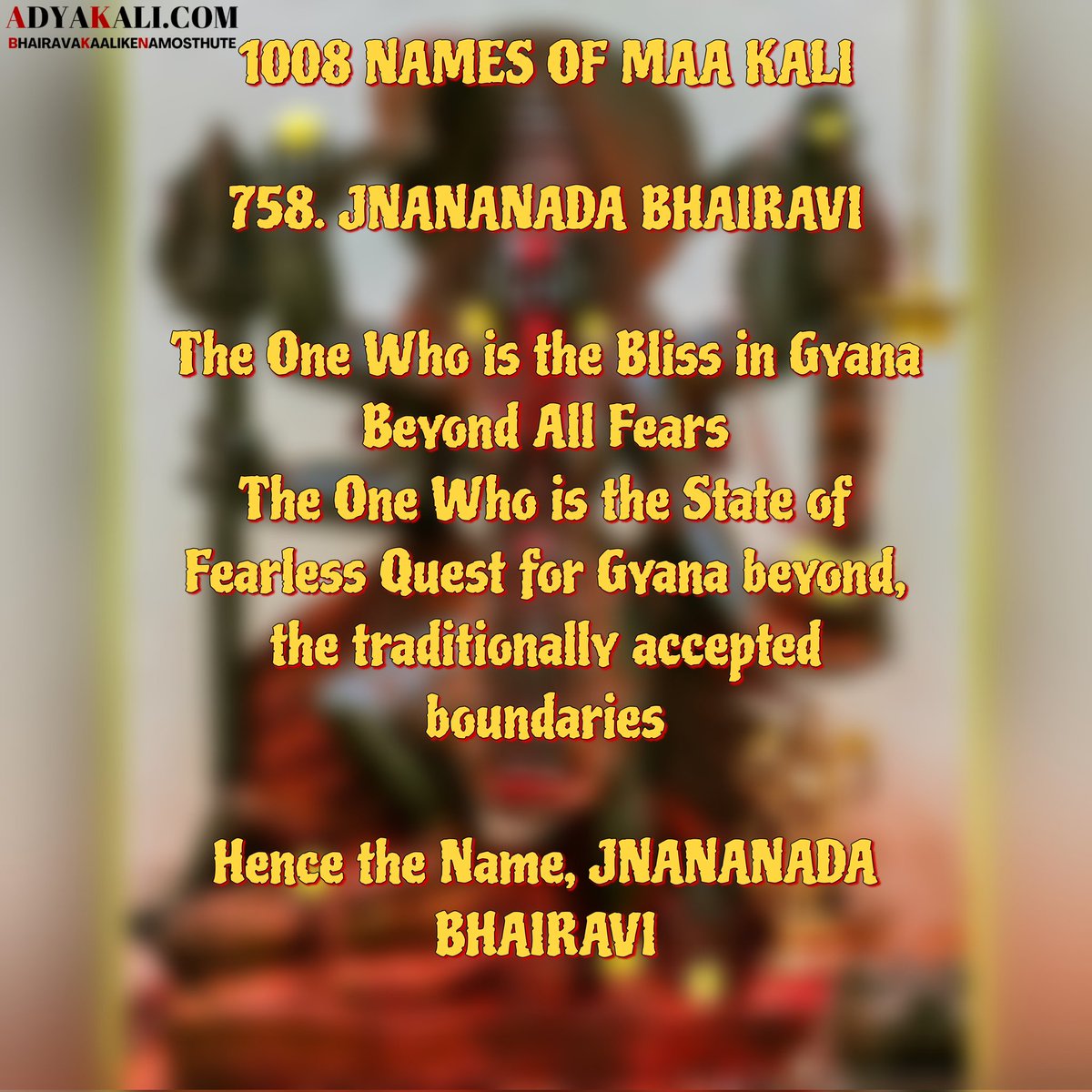 AdyaAshray's tweet photo. 758th NAME OF MAA KALI,
JNANANADA BHAIRAVI🌺
#weareadyakali #krishna 
#understandingkaali
Adya Kali 🔱 https://t.co/b6yO0SAsJk