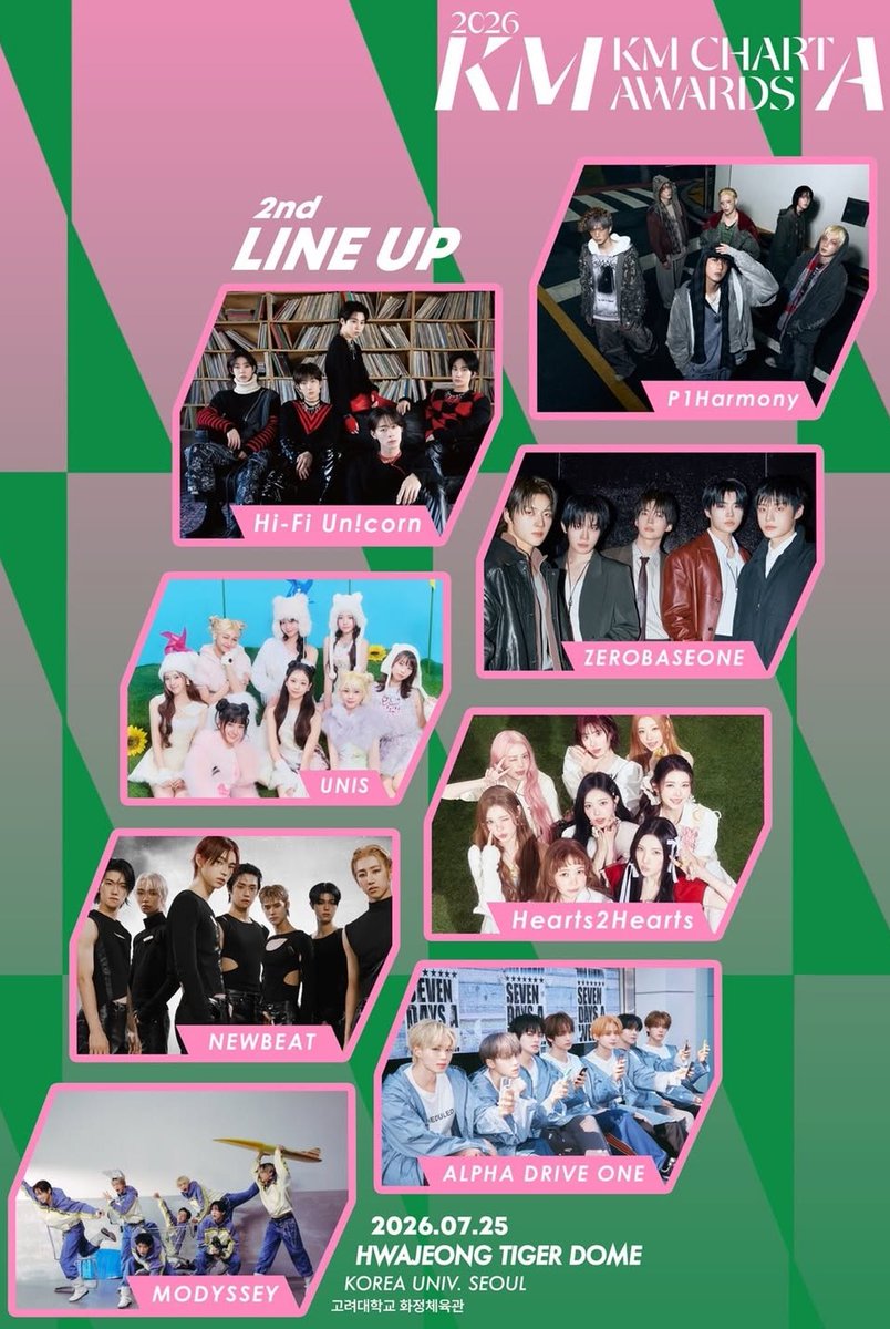 celetrip's tweet photo. 투바투, 킥플립, 올데이프로젝트, 코르티스,롱샷, 제로베이스원, 알파드라이브원, 하츠투하츠 등

🎟️2026 KMA 티켓 판매 중
지금 바로 구매 가능합니다!

🗓️ 2026년 7월 25일(토)
📍 고려대학교 화정체육관