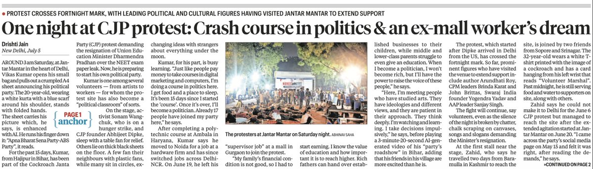 SauravDassss's tweet photo. How long will the Prime Minister continue to ignore the voices from Jantar Mantar?

Today marks the 17th day of our sit-in at Jantar Mantar.
The 9th day of @Wangchuk66’s and students’ hunger strike.
And ONE MONTH since the Cockroach Movement took to the streets.

Yet, this deaf and dumb government continues to watch with complete arrogance and lack of empathy for the countless problems faced by India’s youth. The government is only busy with its plan for ABSOLUTE POWER by toppling elected governments, engineering defections, buying MPs and MLAs. The Prime Minister, who rides a wave of religious rhetoric is completely MUTE on the Chanda-chori scandal.

An entire generation has stood up and demanded a better future. An arrogant government that does not listen to their pain will fall VERY SOON.

@Cockroachisback