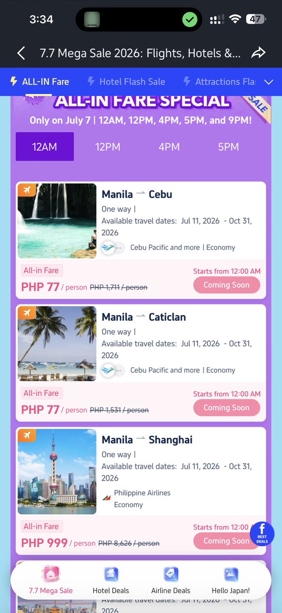 travmagnetph's tweet photo. May Mega 7.7 Sale later at 12 midnight sa @Trip 😍 Sana maka-book ng hotel promo 🌊🏝️✨

Book here: https://t.co/wcm0DtM5Wa https://t.co/e6J83UlmjZ
