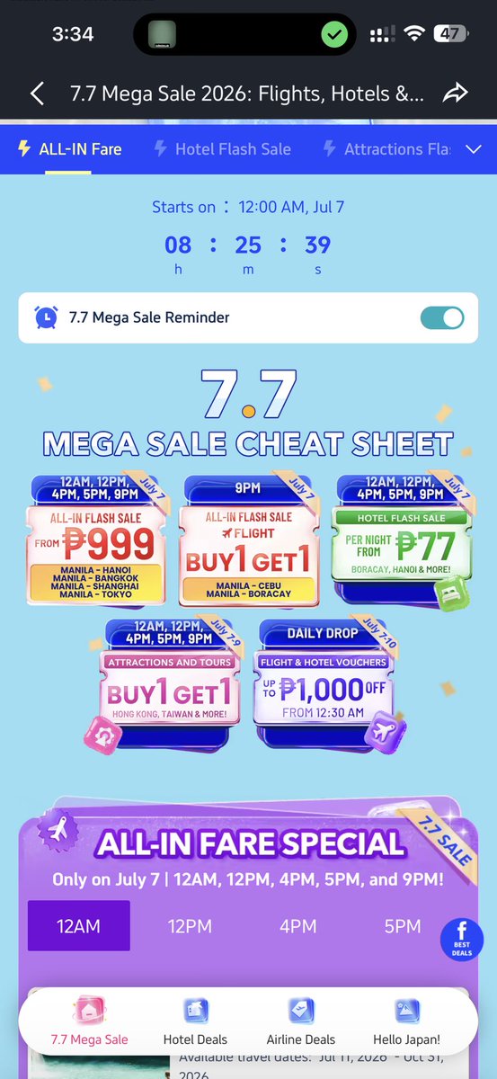 travmagnetph's tweet photo. May Mega 7.7 Sale later at 12 midnight sa @Trip 😍 Sana maka-book ng hotel promo 🌊🏝️✨

Book here: https://t.co/wcm0DtM5Wa https://t.co/e6J83UlmjZ