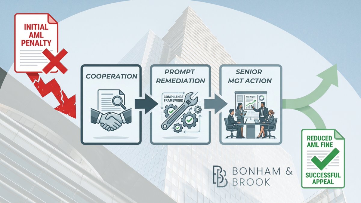 BonhamBrook's tweet photo. Can an AML fine be reduced or appealed? 🏛️

Receiving a fine isn’t a final decision.

In certain circumstances, a penalty can be reduced or appealed. However, clear grounds must exist to successfully challenge a regulator's decision.

Regulators like HMRC and the FCA typically consider specific factors when reviewing a penalty.

They look at your level of cooperation and whether you took prompt remedial action.

They also assess whether your senior management understood and addressed the risks effectively. In some cases, a voluntary "unprompted disclosure" of a breach can lead to a significantly lower fine.

Even if a full reduction is not possible, how you respond to the initial notice is critical.

Implementing a robust remediation framework is essential. Taking these steps immediately can lower the risk of further enforcement action, additional fines, or increased regulatory scrutiny.

At Bonham & Brook, our compliance team has extensive experience in post-enforcement remediation. If you are dealing with a penalty or an investigation, you will likely work with Jon Arulthas, Head of AML Compliance.

He specialises in demonstrating that your firm is taking the necessary steps to fix its framework and building the evidence needed to show that you have addressed every weakness identified.

Contact us today to get your personalised AML compliance roadmap. 

 ⬇️Check the link in the comments to get started.

#AML #Compliance #HMRC #FCA #RegulatoryEnforcement