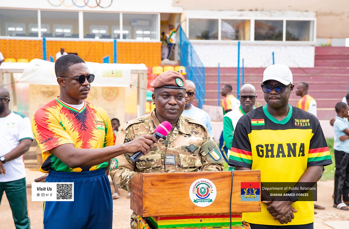 GhArmedForces's tweet photo. The Ecowas Stabilisation Support Mission in Guinea Bissau (ESSMGB) Ghana Company 4 (GHANCOY 4) organised an inter-community football tournament at the Estadio Lino Correia on Saturday 4 July 2026 as part of its Civil-Military Cooperation (CIMIC) activities.

Full Story on: https://t.co/qzwFYO2LAe

Story by S/Lt Ibrahim Yahaya.
Pictures by POII Adoffo Somuah Elvis
