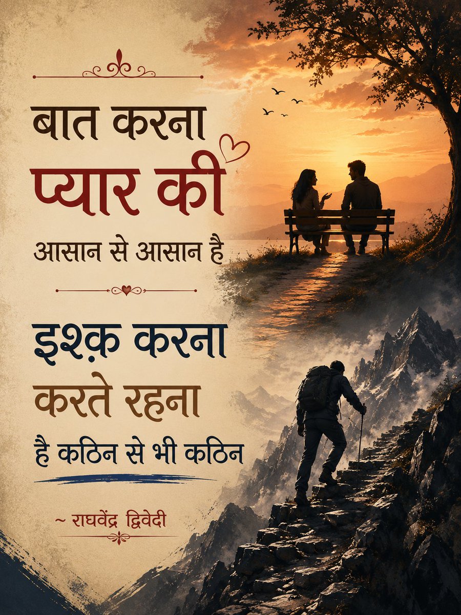 RaghvendraLive's tweet photo. बात करना प्यार की आसान से आसान है
इश्क़ करना करते रहना है कठिन से भी कठिन

~ राघवेंद्र द्विवेदी

#Poetry #Shayari #Motivation
#LifeLessons #MotivationalPost https://t.co/ThFtfzXCOo