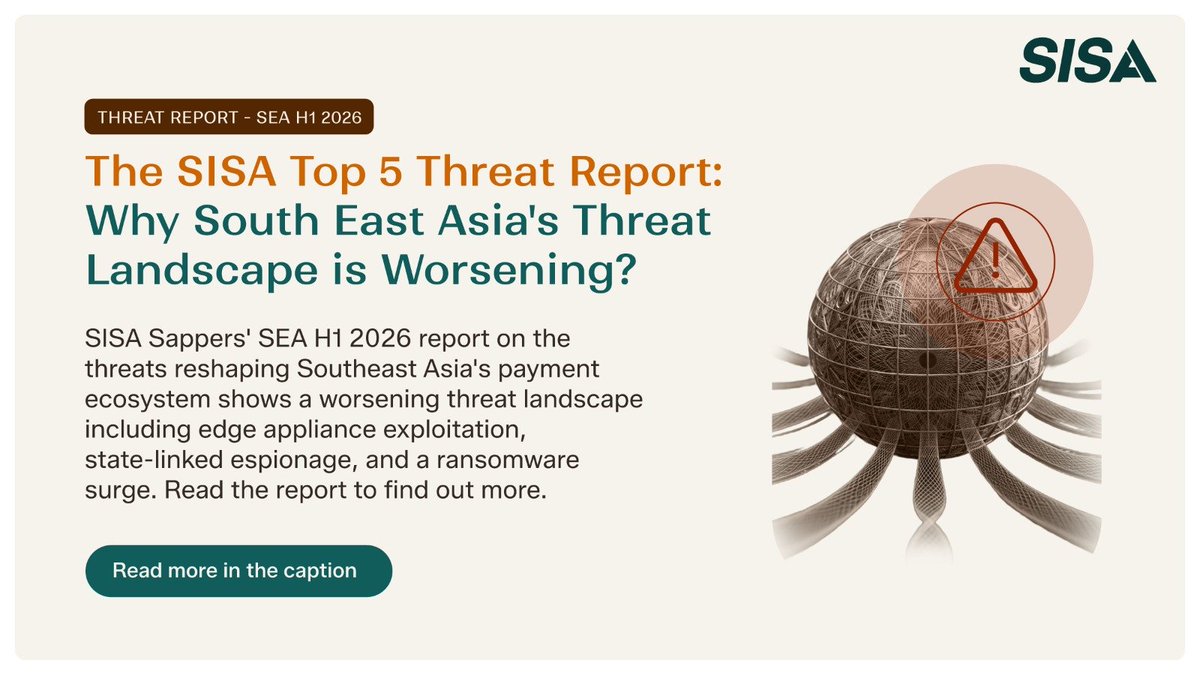 sisainfosec's tweet photo. Trusted infrastructure is becoming #SoutheastAsia's biggest #cyberrisk.

SISA Sappers, our #DigitalForensics & Incident Response (DFIR) unit, tracked the region's threat activity from January to June 2026. The key finding: this is no longer a ransomware-versus-espionage story.

Download the report: https://t.co/cR7WSICUMX