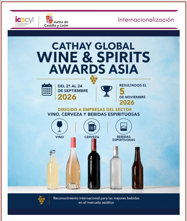 empresasjcyl's tweet photo. 🏆¿Tu vino, cerveza o destilado está preparado para competir en Asia?
Organizamos la participación de empresas de Castilla y León en los Cathay Global Wine &amp; Spirits Awards Asia, uno de los concursos más prestigiosos del continente
🖋️hasta el 13 de julio
👉https://t.co/ShAGxK22jT https://t.co/c3js9swcKk