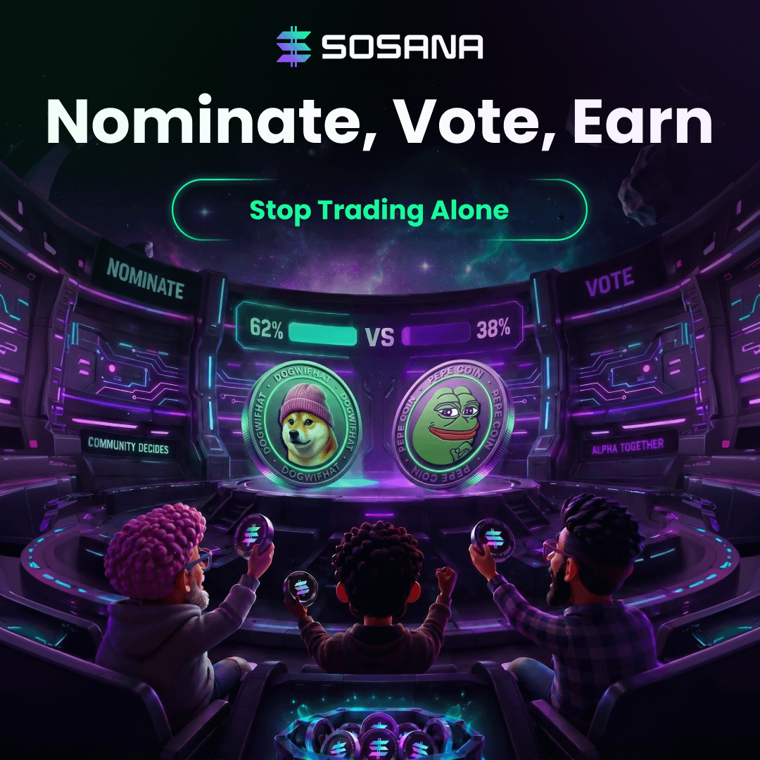 SosanaToken's tweet photo. Why are you still trading memecoins alone?

A verified community of traders beats trenching solo every time.

→ Nominate Solana memecoins worth backing
→ Vote as a community on which token to invest in

Nominate the winning token? Earn from the reward pool.

Trench with a community of traders and get paid when your call wins. Follow to learn how.