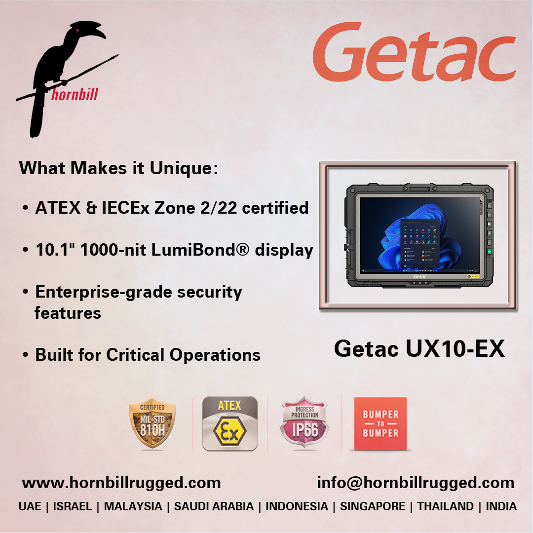 hornbill_rugged's tweet photo. Some environments demand more than rugged technology—they demand complete confidence.

The Getac UX10-EX is engineered to protect, perform, and keep critical operations moving safely.

#GetacUX10EX #RuggedTechnology #IndustrialSafety #MissionCritical #FieldWork https://t.co/Wu4lGjZMb6