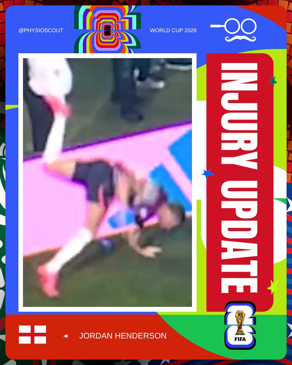 physioscout's tweet photo. Jordan Henderson had to admitted to hospital with a wrist/arm injury in England’s celebrations vs. Mexico.

Traumatic mechanism of injury where Henderson landed on his wrist. Henderson had be to be stretchered off post-match.

Unfortunately, this causes a concern for a potential wrist/forearm fracture. Elbow dislocation also a worry here due to traumatic nature of the injury. 

Expected Recovery Time:
If wrist/forearm fracture: 4-8 weeks
If elbow dislocation (w/o fracture): 3-6 weeks

Tuchel stated that "Jordan [Henderson] just fell over and injured his wrist. It looks really bad.”

Would be really lucky to play again in this tournament.

Let’s hope it’s a fast & speedy recovery for the Englishman.

#England #WorldCup2026 #WorldCup #injury #Mexico
