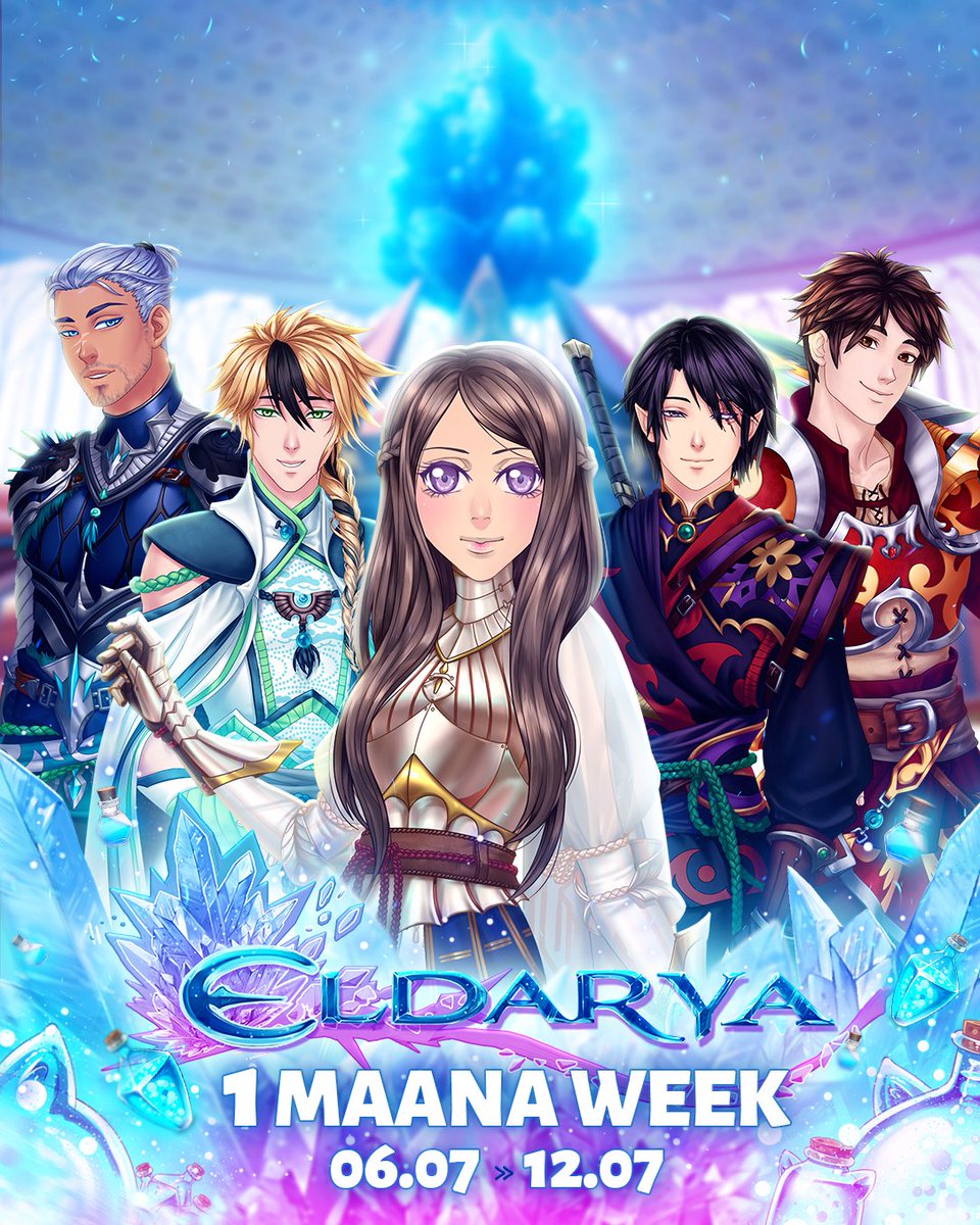 Eldarya_English's tweet photo. The 1-maana week has begun on Eldarya! 🩵

⏱️ From July 6  at 11 AM to July 12 at 11:59 PM, all your dialogues cost 1 Maana instead of 2! https://t.co/ogmQ6t4U0r