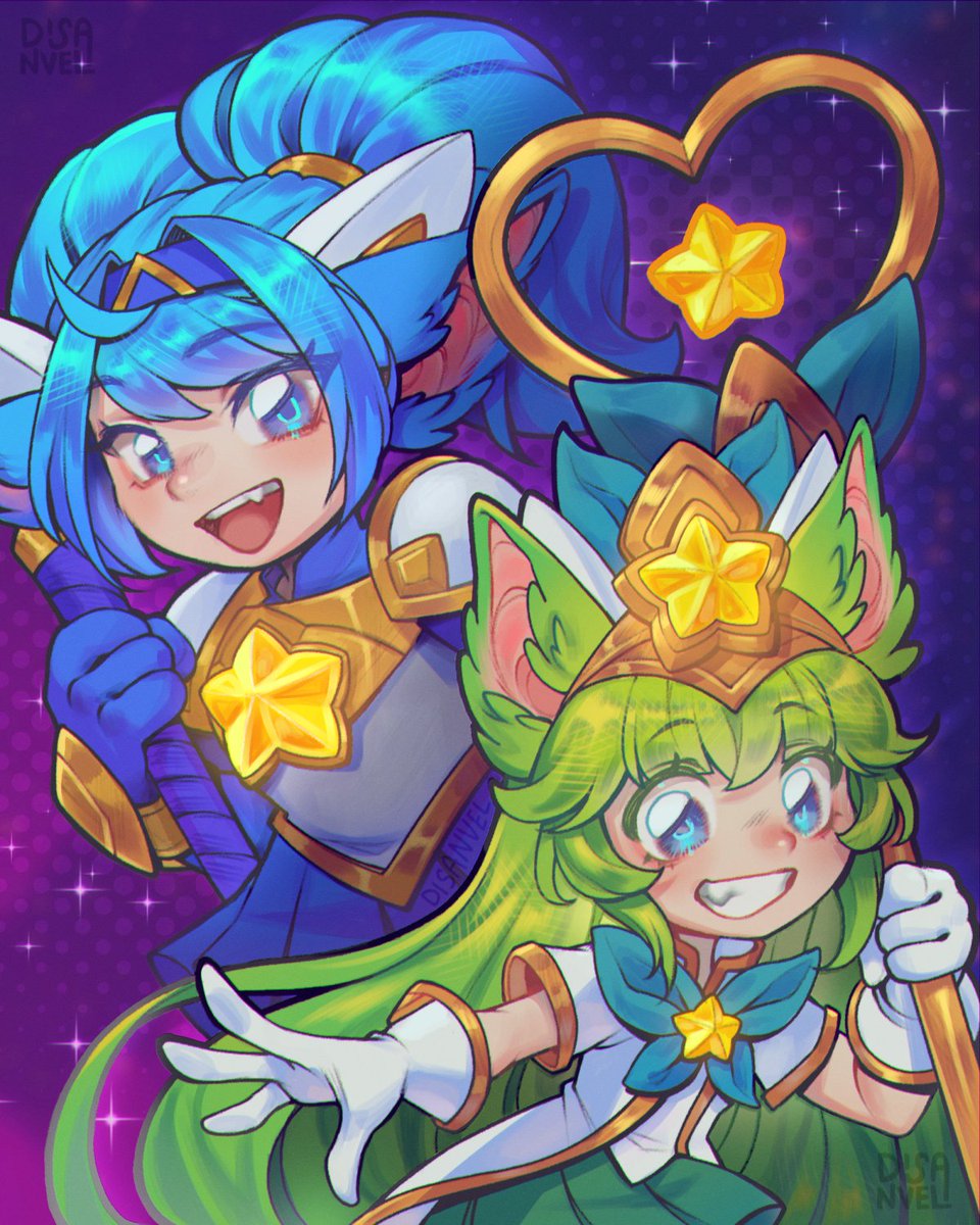 DisanvelG's tweet photo. Best Star Guardians, together! 🩵💚

This whole collection was experimental, it's from the first time I tried Krita and tbh I fell in love with it, I'm afraid I'll never touch a pencil again LMAO using a portable tab is sooo comfortable! 🥸 https://t.co/GMDiHsH8Q8