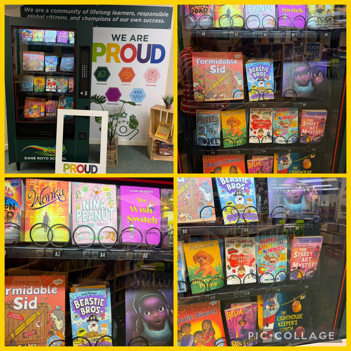 DaneRoydSchool's tweet photo. @DaneRoydSchool Our vending machine has been restocked with some super books, ready for our last PROUD assembly of the year 😊 #DaneRoydProud https://t.co/YeIUGgkBii