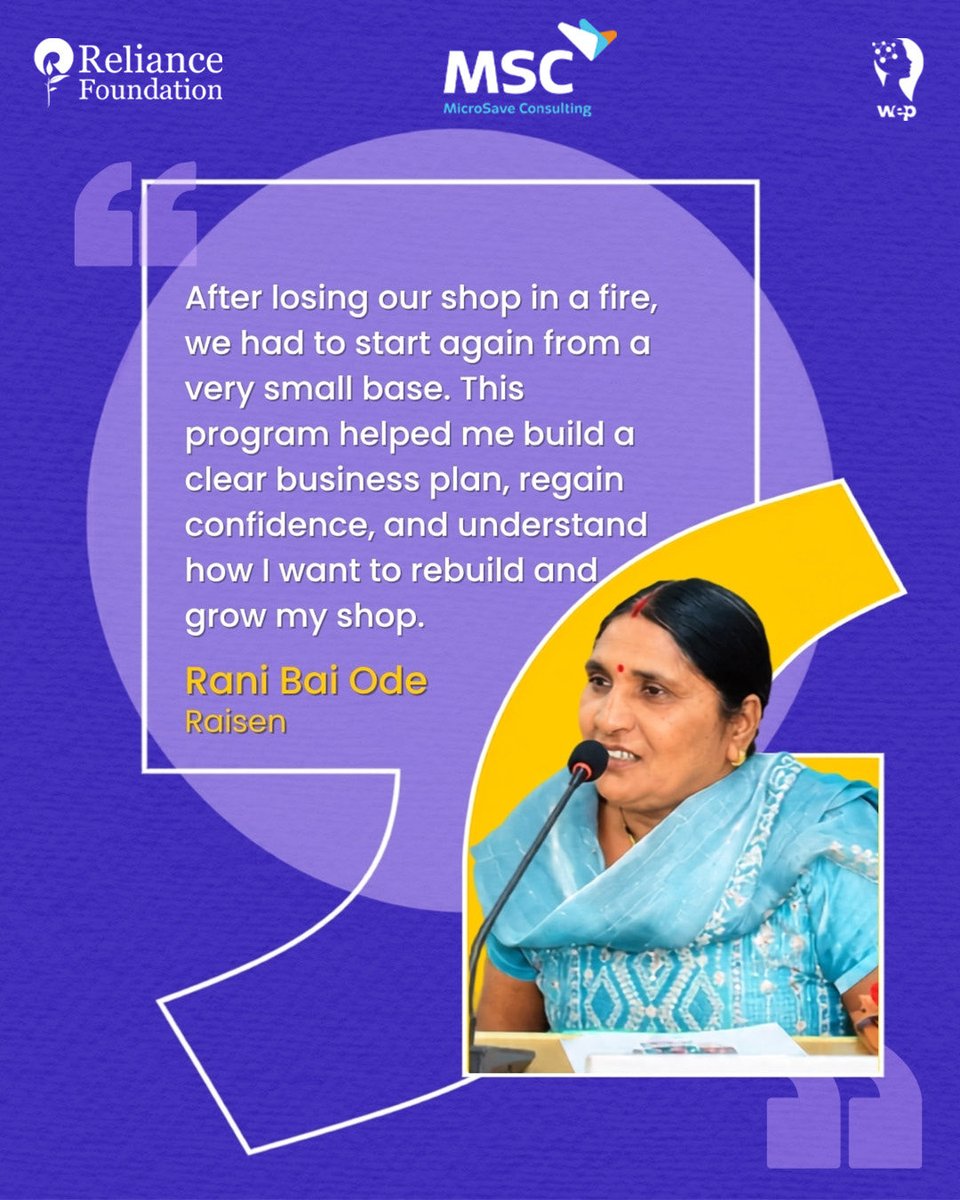 wep_community's tweet photo. Everyone says you need more capital to grow a business. But sometimes, growth begins with learning.💡

Hear how beneficiaries of the Empowering Rural Women Kirana Entrepreneurs (RWKEs) #ATR programme transformed the way they do business.

#WEP #TogetherWeCan #WomenEntrepreneurs https://t.co/71WCsuXUp4