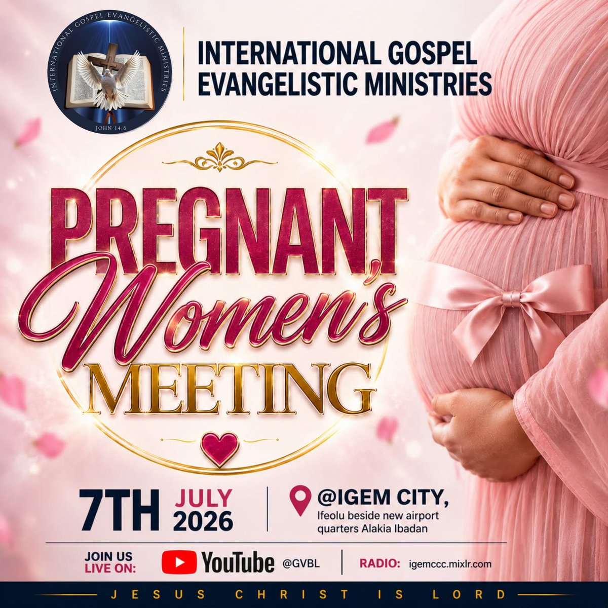igemcity's tweet photo. Calling all expectant mothers! 🤍
Join us for Pregnant Women Meeting filled with prayer, encouragement, God's Word, and blessings for you and God's heritage. Come and experience God's peace and protection throughout your pregnancy.

#igemccc #IGEM #PregnantWomenMeeting #Expectant https://t.co/DKBEIsGP70
