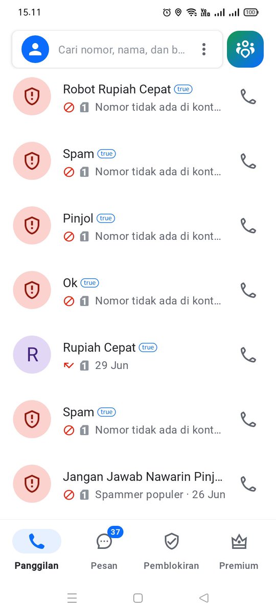yohanapriandi's tweet photo. Alasan kenapa gw masih menggunakan @Truecaller  sampai saat ini, banyak bot Pinjol. https://t.co/tYA903V9Az