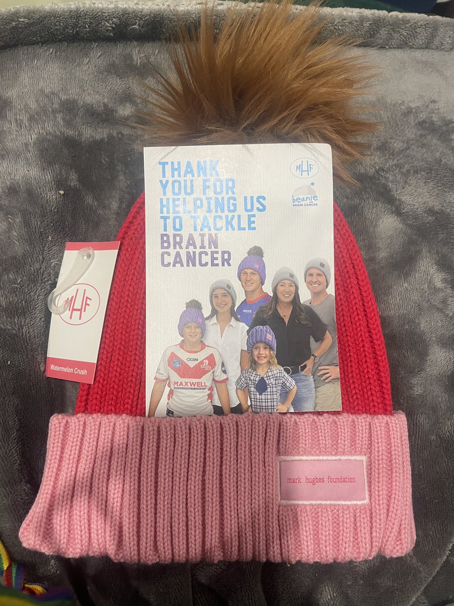 CathCath77's tweet photo. @MarkHughesFdn #PowerToBeatBrainCancer  #MHFBeanies I’m pompomed  up now! Thankyou so much !received mine today down in sunny #Nubeena #Tasmania. I saw #Fozball
Wearing one the
Other night..ordered it straight away .@SeaEagles #GoManly #Aura08 #Manly https://t.co/VhI9vP0fFt