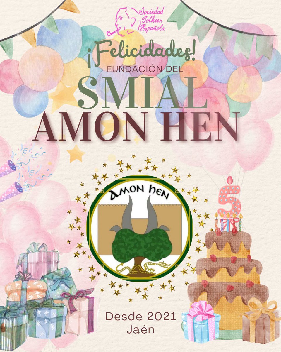 SocTolkien's tweet photo. Hoy se cumplen 5 años de la fundación del Smial Amon Hen, smial de la provincia de Jaén.

Desde la Sociedad Tolkien Española queremos desearles un feliz aniversario, que nunca falten en nuestras reuniones tolkiendili y que sigan siendo parte de nuestra asociación muchos años más. https://t.co/8L6kSZUM0b