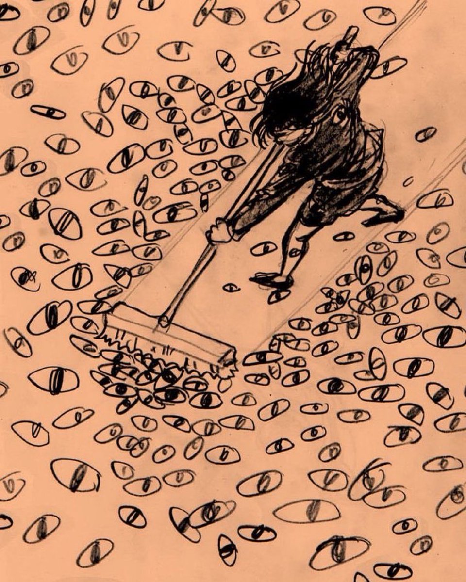ArtorOtherThing's tweet photo. "Sweeping Off the Male Gaze" by Japanese illustrator Yuko Shimizu. https://t.co/gPx3eQSN5F